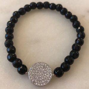 CZ Onyx stretchy  bracelet